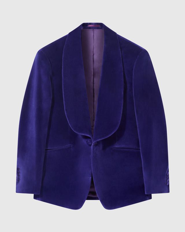 Custom Made Electric Blue Velvet Cocktail Jacket by Scabal - June.25.18